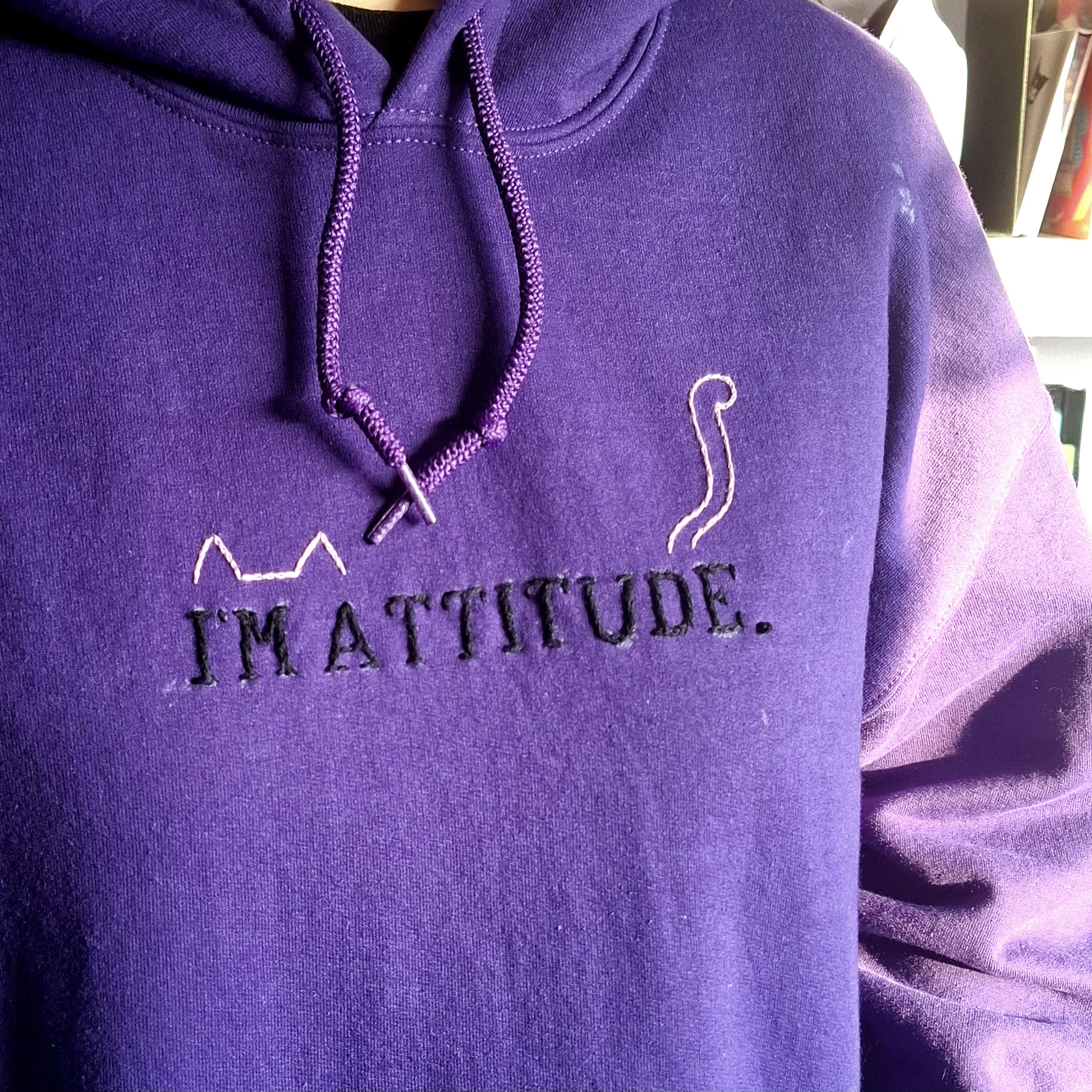 EvyHandmadeDesign - Attitude Couples Hoodie Hoodie/trui - L/XL - Paars/Zwart